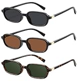 YMRFW Retro Rectangular Sunglasses for Women Narrow Trendy Small 90s Style Square Frame UV Protection Sun Glasses