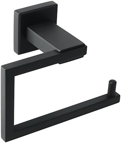 Sayayo Toilet Paper Roll Holder Wall Mounted, Towel Holder Hand Towel Ring, Modern Square Design, SUS304 Stainless Steel Matte Black, EGK8003-B