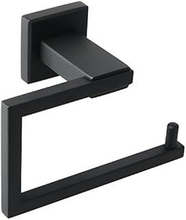 Sayayo Toilet Paper Roll Holder Wall Mounted, Towel Holder Hand Towel Ring, Modern Square Design, SUS304 Stainless Steel Matte Black, EGK8003-B