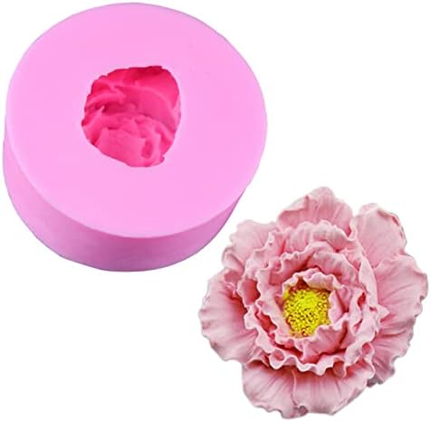 Miniatura 4 de Moldes de silicona para jabón de peonía, 2 piezas, moldes de velas de peonías, molde de arcilla, fondant, chocolate, pastel, caramelo, hornear,