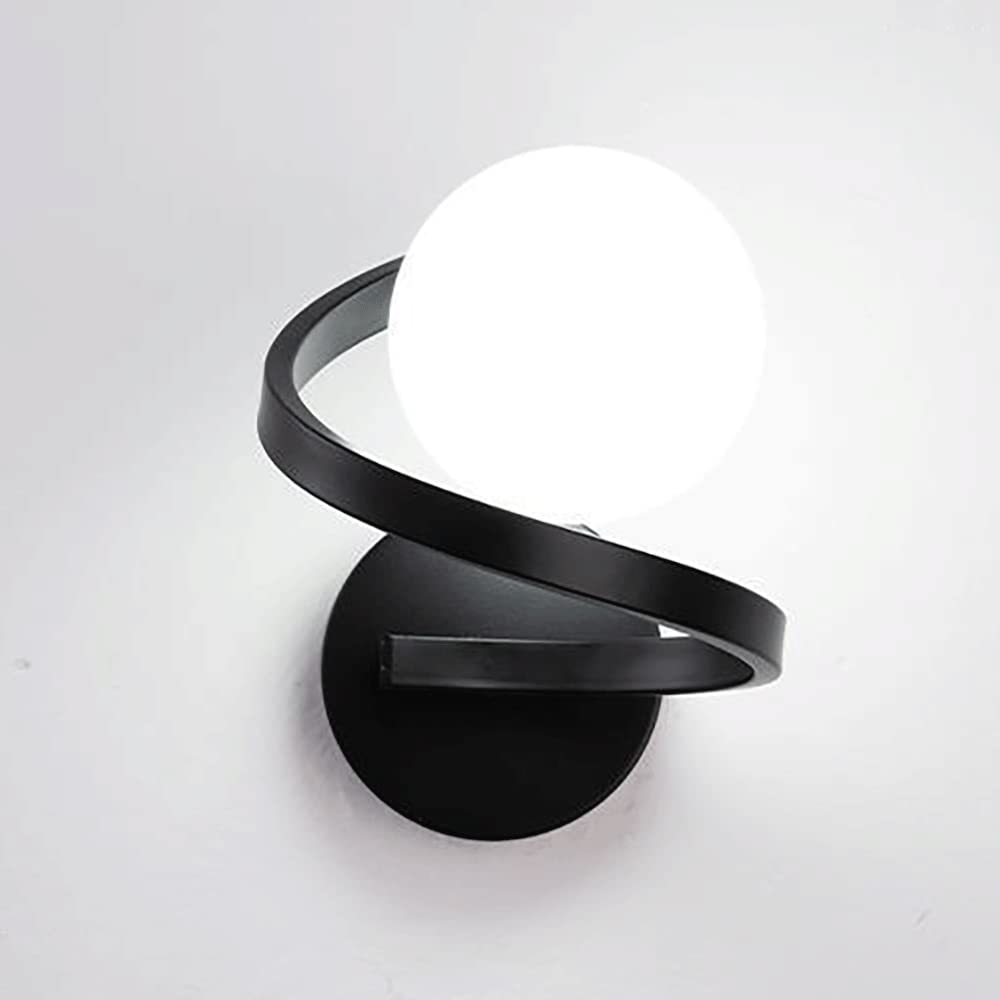 Mjsdjof Spherical Wall Lamp, Bedside Wall Light, Spiral Metal Wall Sconce with Glass Ball Lampshade, Bedroom Decorative Lighting Wall Lamps, G9 Socket, Nordic Simple Wall Lights for Living Room