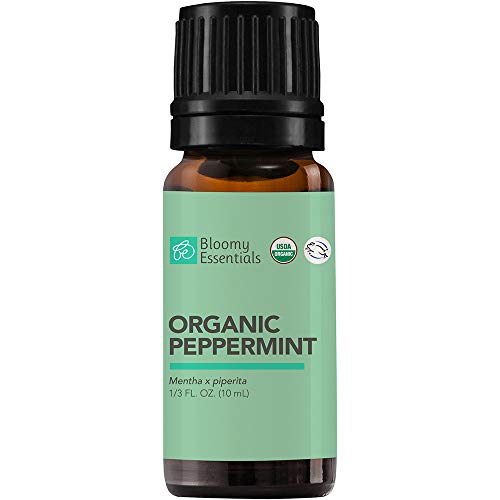 Bloomy Essentials Organic Peppermint Essential Oil 10 mL (1 3 oz) - USDA Certified Organic - Mentha Piperita - 100% Pure, Undiluted, Therapeutic Grade
