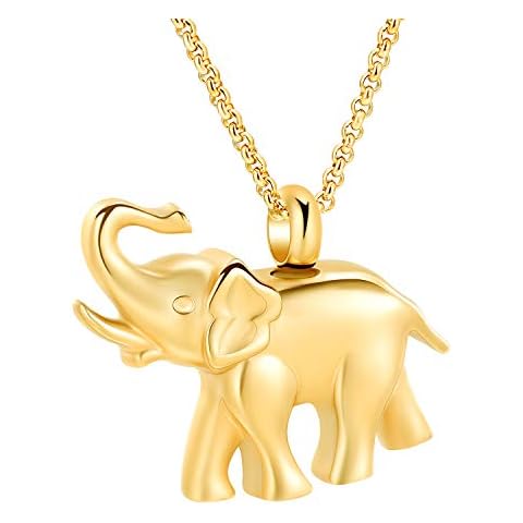 Hearbeingt Cremation Jewelry for Ashes, Elephant Shape Memorial Pendant Made with Stainless Steel, Keepsake Locket Necklace for Pet for Women Cover