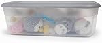 4-Pack 5.7L Clear Storage Bins with Lids, Stackable Plastic Organizer Containers with Locking Lids, Small Storage Boxes for Pantry, kitchen, Cabinet & Home Organization (14×8×4 ⅞  inch)
