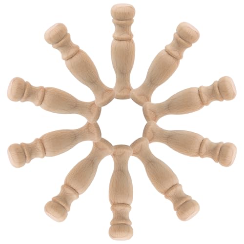 OATIPHO Husillos de Madera Maciza sin Pintar 7X18 CM 10 Piezas para Barandillas de Escalera Pilares Romanos Decorativos para Terraza y Muebles Balaustres Pequeños para Jardín y