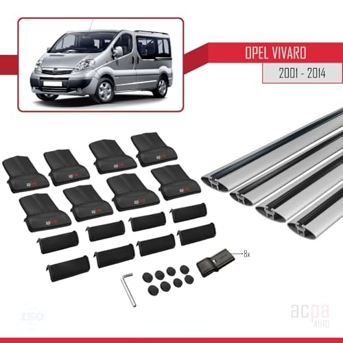 Barres de toit pour Opel Vivaro A 2001-2014 Fly en aluminium gris lot de 4 - 4