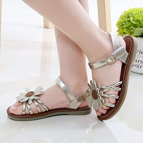 Shevalues Girl'S Flower Flat Sandals Cute Summer Shoes Open Toe Ankle Strap Sunflower Dress Sandals For Kids thumb #4