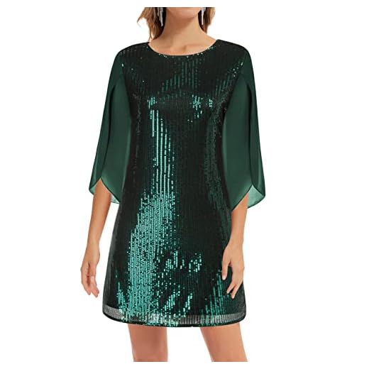 GRACE KARIN Women's Sequin Bodycon Cocktail Dresses for Party Wedding Dark Green L