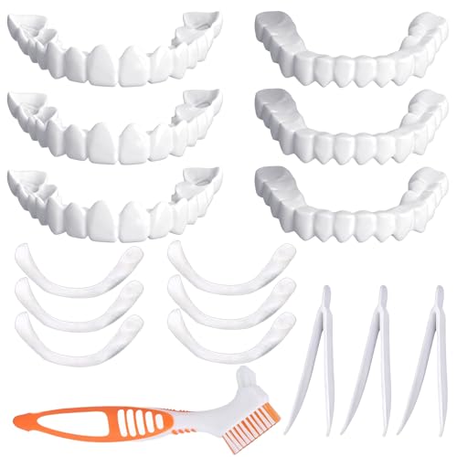 Daozhogo 16 Stück Zähne zum Aufstecken Set, Provisorische Silikon Veneers Zahnprothesen, Natürliches Aussehen Wiederverwendbar