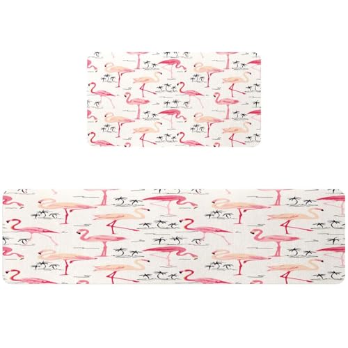 Tapete de cocina de flamenco VAPOKF lavable y antideslizante alfombra pack de 2 unidades 2