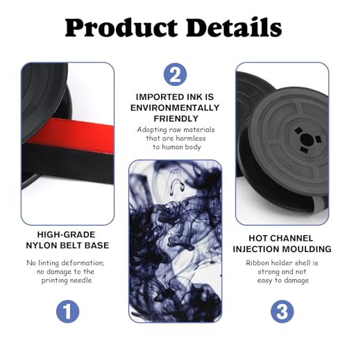 2er Pack GR4 Farbband für Schreibmaschine, Kompatibel mit Klassischen Modellen Rot und Schwarz Nylon Typewriter Farbband Doppel Spule Schreibmaschinen Farbband Jeweils 7 Meter (Schwarz+Rot & Schwarz)