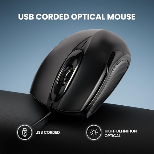Image of M35 Wired USB Mouse - Optical-Mechanical Technology, Ergonomic Design, 1200 DPI, 3 Buttons, Plug-and-Play, 1-Year Warranty (Black)