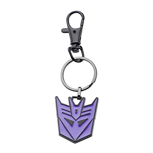 Hasbro Jewelry Unisex Adult Transformers Base Metal & Black IP Decepticon Logo Key Chain, Black/Purple, One Size