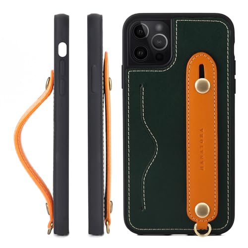 HANATORA for iPhone 15ProMax �P�[�X �{�v �ϏՌ� �w�ʃx���g �X�g���b�v�����O �X�}�z�P�[�X �X�}�z �X�^���h�@�\ �l�b�N�X�g���b�v �t�� �C�^���A�����U�[ �M�t�g �O���[��+�I�����W CGH-15ProMax-Green-O