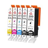 Solarixenta Refillable 280XL 281XL Ink Cartridges for PIXMA TS702 TS702a TS6120 TS6220 TS6320 TS8120 TS8220 TS8320 TR7520 TR8520 TR8620 TS9120 TS9520 Printer