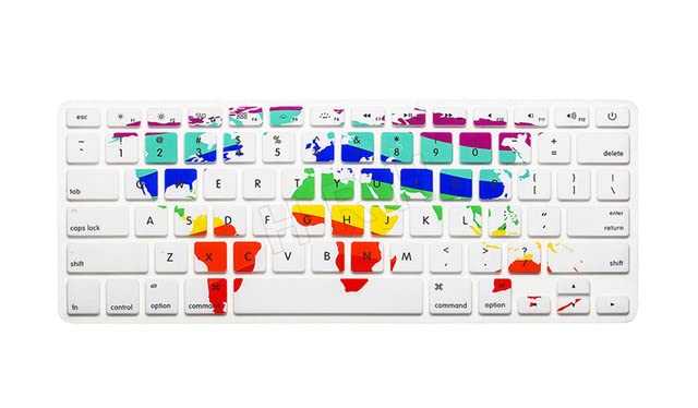 COMPAE - For Apples Macbooks Pro 13 15 17 Air 13 Retina 13 US layout Silicone Flower Decal Rainbows Keyboard Cover Keypad Skin Protector (World Map)