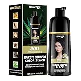 Black Hair Dye Shampoo for Gray Coverage, 3 in 1 Semi Permanent Hair Color Shampoo for Women and Men, 6 types Natural Herbal Ingredients shampoo, Champu Para Canas (150ml)