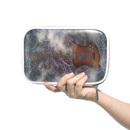 High Capacity Zipper Pen Pencil Case Organizer Jazz Rock Cool Electric Guitar for Boy Pattern Multi-Functional Stationery Pencil Pouch Holder Colored Pencil Bags Pencil Box for School Office