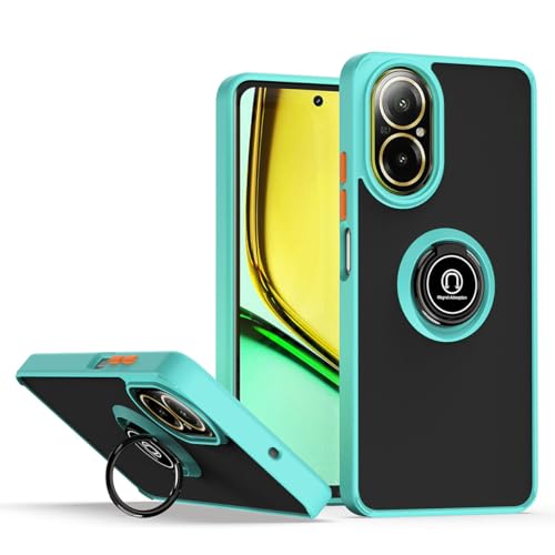 UPLAI Funda para Realme C67 4G, Antigolpes Ultra Delgado Carcasa con Soporte Magnético Anillo, PC + Suave TPU Bumper Moda Escarchado Estuche Caso.(Azul Cielo)