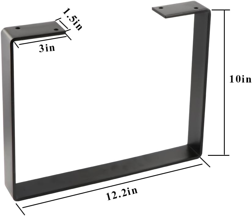 osring 10 inch coffee table legs u-shaped, 2pcs solid steel table legs for furniture, tv stand and bench, black