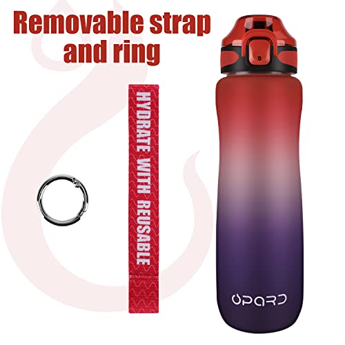 Opard 32Oz Sports Water Bottle With Motivational Time Marker & Leak Proof Flip Top Lid, Bpa Free Reusable Tritan For Gym And Outdoor #TOP5