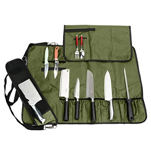 JURONG Bolsa para cuchillos de chef con 17 compartimentos, para guardar cuchillos,...