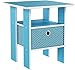 Furinno Andrey End Table / Side Table / Night Stand / Bedside Table with Bin Drawer, Light Blue/Light Blue
