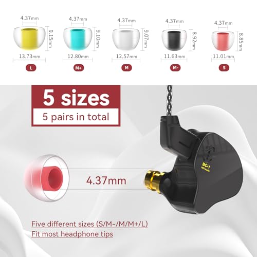 Image of 5 Pairs KBEAR 07 Ear Tips, KINBOOFI Silicone IEM Eartips,Red Small Earbuds Eartips for KZ ZST ZS10 PRO AS10 ZSN ZSN ZSN PRO X ZSN PRO ZAR ZS10 PRO X Wired Headphone (RED,S /S /S,5 Pairs)