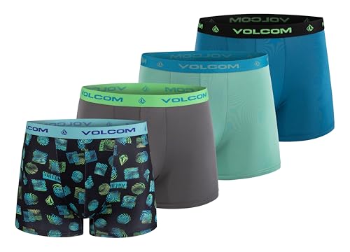 Volcom Boys Boxer Briefs Performance Underwear (Black/Grey/Turquise/Blue, Large)