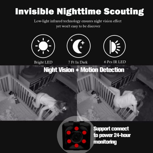 Hidden Spy Camera Mini Wireless Small 1080P Security Camera Camaras Espias Ocultas Motion Activated Detection Night Vision Small Indoor Outdoor Nanny Cam For Cars Home Apartment Gift Exclude Sd Card #TOP3