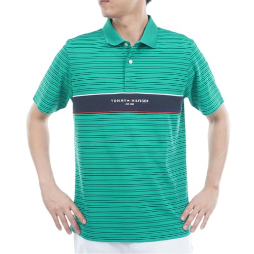 TOMMY HILFIGER GOLF(トミー ヒルフィガー ゴルフ) メンズ ゴルフウェア スタンダード ロゴポロシャツ グリーン Mサイズ THMA613