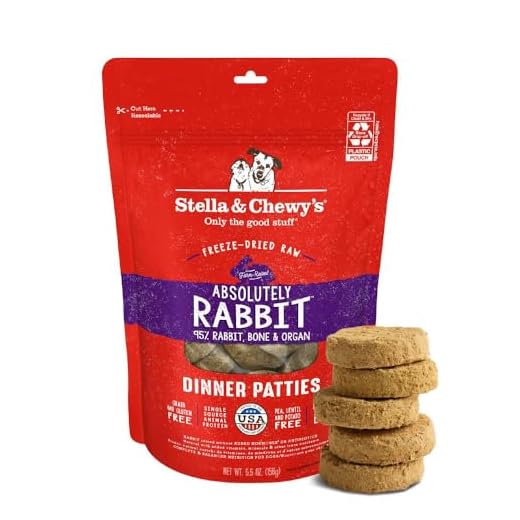 Stella & Chewy's Freeze-Dried Raw Dinner Patties - Absolutely Rabbit Recipe - High Protein Grain-Free Puppy & Dog Food - Perfect For Picky Eaters - 5.5 oz