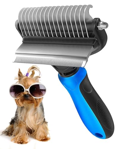 Woyax 2-in-1 Pet Grooming Brush for Dogs & Cats | Deshedding Tool and Undercoat Rake Comb | Gently Removes Mats, Tangles & Loose Hair | Ideal for Long & Short Hair Pets