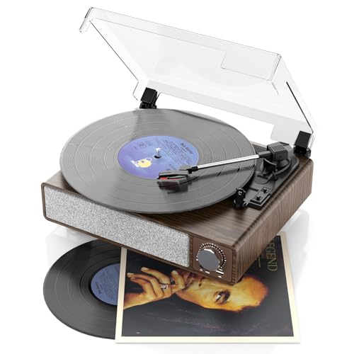 Vinyl Record Player with Speakers,MONODEAL 3-Speed Turntable for Vinyl Records