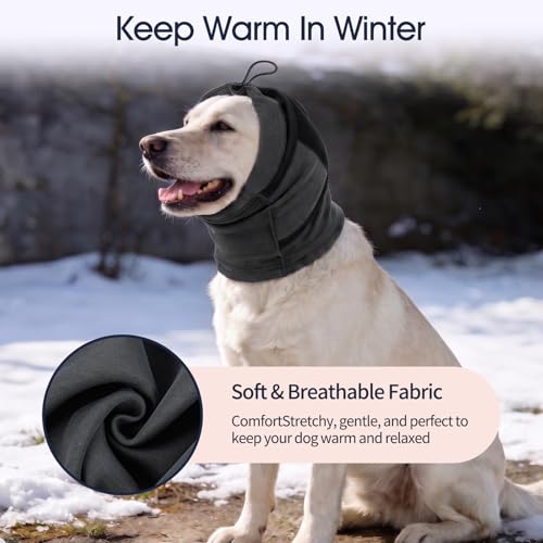 Image of IECOii Small Ear Wrap Dog Ear Cover for Noise Protecion(Gray,Small) | Doggie Calming Hoodie for Anxiety Relief in Thunder Firework Breathable Soft No Shake Adjustable Patches for Dogs Hematoma