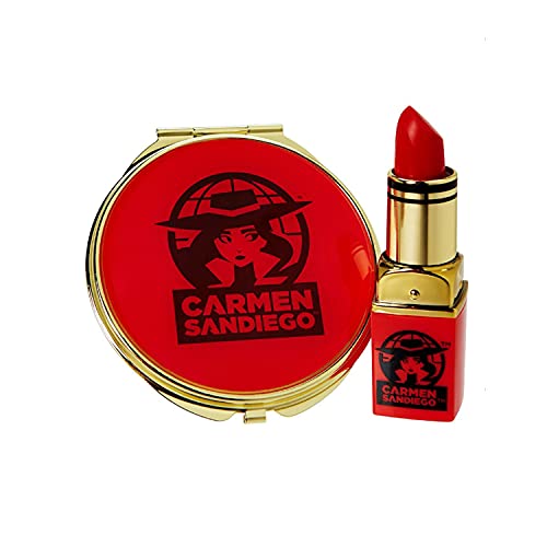 Carmen Sandiego Lip Mirror Kit! Includes Lipstick and Compact Mirror! Carmen Sandiego TV Series Inspired Lipstick! Perfect Makeup For Carmen Sandiego Halloween Costume!