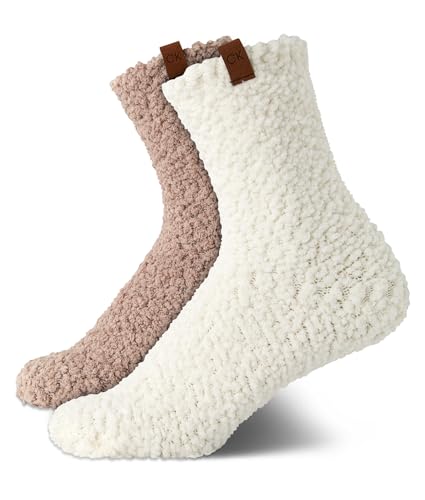Image of Calvin Klein Womens 2 Pack Fuzzy Crew Socks