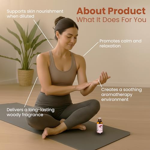 Image of Romyco Sandalwood Essential Oil 30ml (Chandan Oil) for Puja Meditation Relaxation | Skin Care & Massage | Use in Diffuser Aromatherapy | Pure Premium Natural Undiluted