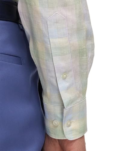 Paul Fredrick Men's Classic Fit Non-Iron Linen Plaid Dress Shirt4