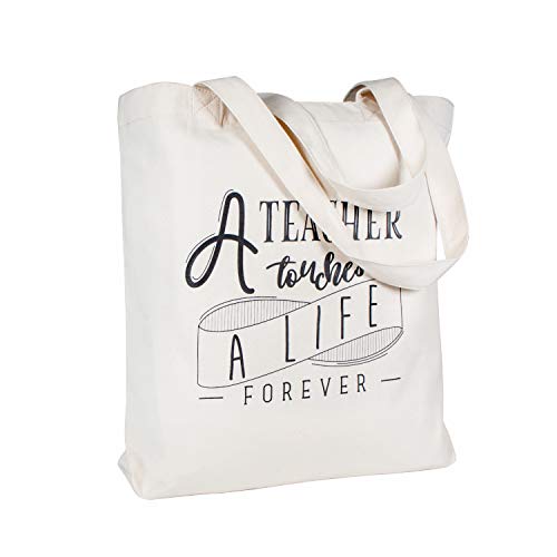 ElegantPark Teacher Appreciation Gifts Teacher Gifts Canvas Teacher Bag and Tote with Pocket