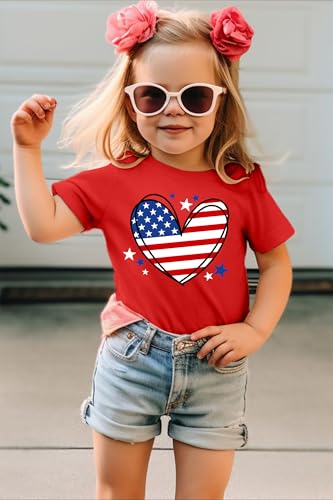American Flag Shirt Toddler Kids Boys Girls USA Flag Heart Graphic T-Shirt 4th of July Shirt Patriotic Tee Tops3