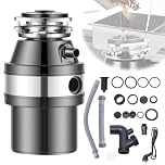 1.4L Food Waste Disposer, 560W Waste Disposal Unit For Sink,Garbage Disposal with Air Switch, Waste Disposal Under Sink, Food Waste Bin Suitable For Kitchen and Sink - 34 x 21 x 21 cm - Black