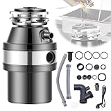 1.4L Food Waste Disposer, 560W Waste Disposal Unit For Sink,Garbage Disposal with Air Switch, Waste Disposal Under Sink, Food Waste Bin Suitable For Kitchen and Sink - 34 x 21 x 21 cm - Black