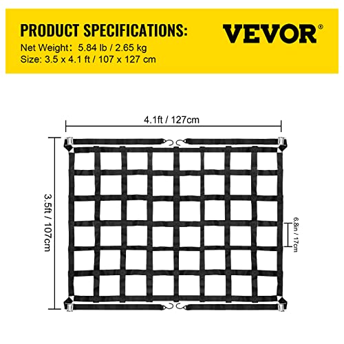 Mophorn 3.5'X 4.1' Cargo Net With S-Hooks, Truck Bed Cargo Net Heavy Duty Cargo Nets Capacity 1100Lbs For Pickup Trucks (42" X 50") #TOP6