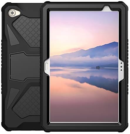 Foluu Compatible with Huawei MediaPad M5 Lite 10 Case, Heavy Duty Silicone+Hard PC Bumper Full-Body Protective Shockproof Cover with Kickstand for M5 Lite 10 10.1 Inch 2018 (Black)