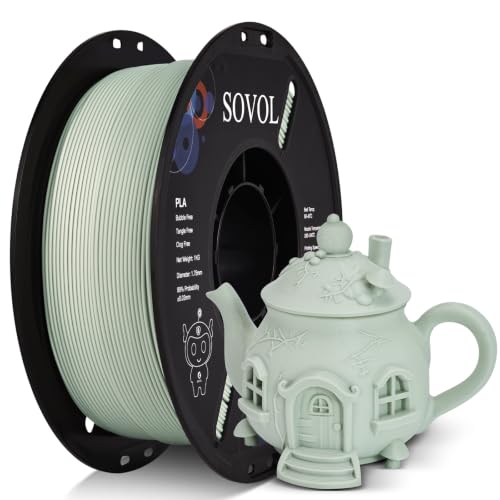 Image of Sovol 3D Printer Matte PLA Filament 1.75mm 1KG (2.2lbs), Milky Green Gray