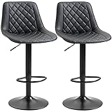 HOMCOM Adjustable Bar Stools Set of 2, Counter Height Barstools with Swivel Seat Round Steel Base...