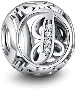 AOROCO 925 Sterling Silver Letter Charms for Bracelets Alphabet Initial Beads Personalised Charms Jewelry Gift for Women