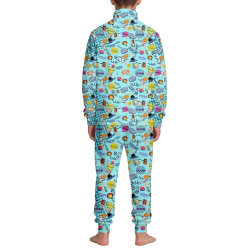 Image of Kids Two-Piece Classic Zippered Sports Jacket Set Sweatpants Jogging Teenager Sportswear Set