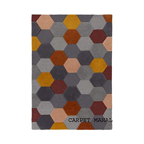 Image of Carpet Mahal Export Quality Handmade Tuffted Pure Woollen Carpet for Living Room Bedroom Size 5 x 7 feet (150X210 Cm) Color-Multi